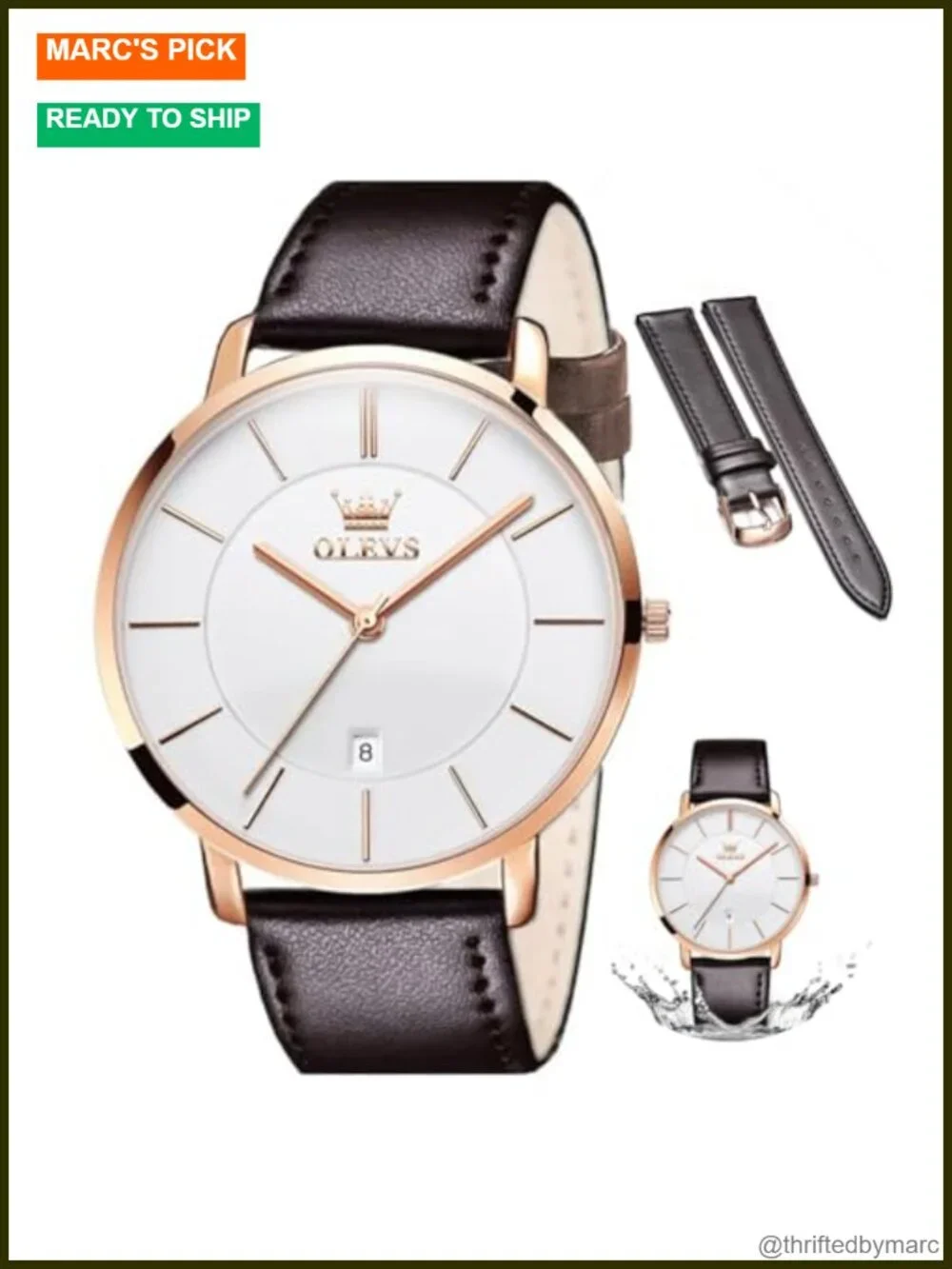 Ultra Thin Leather Watch for Men Dress Casual Minimalist Quartz Analog